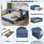 Lit de jour multifonctionnel avec tiroir de rangement, compartiments ouverts et table d'appoint hydraulique-678914095