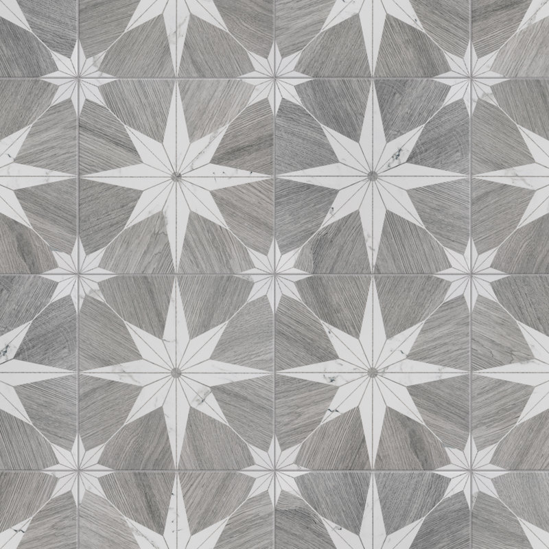 Llama Stella Loire Verso 10" x 10" Porcelain Marble Look Wall & Floor Tile, Verso Silver Smoke