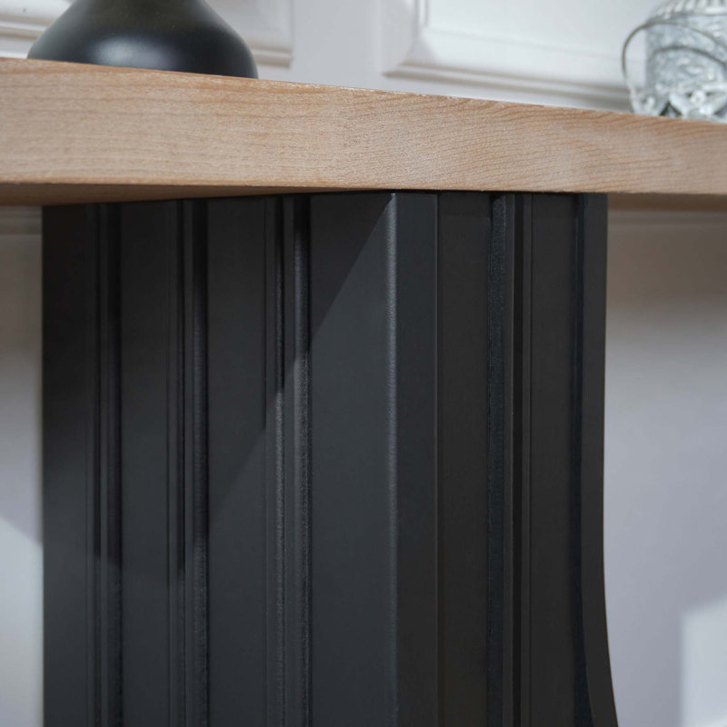 Console moderne minimaliste avec base et plateau arqués, parfaite pour une décoration polyvalente