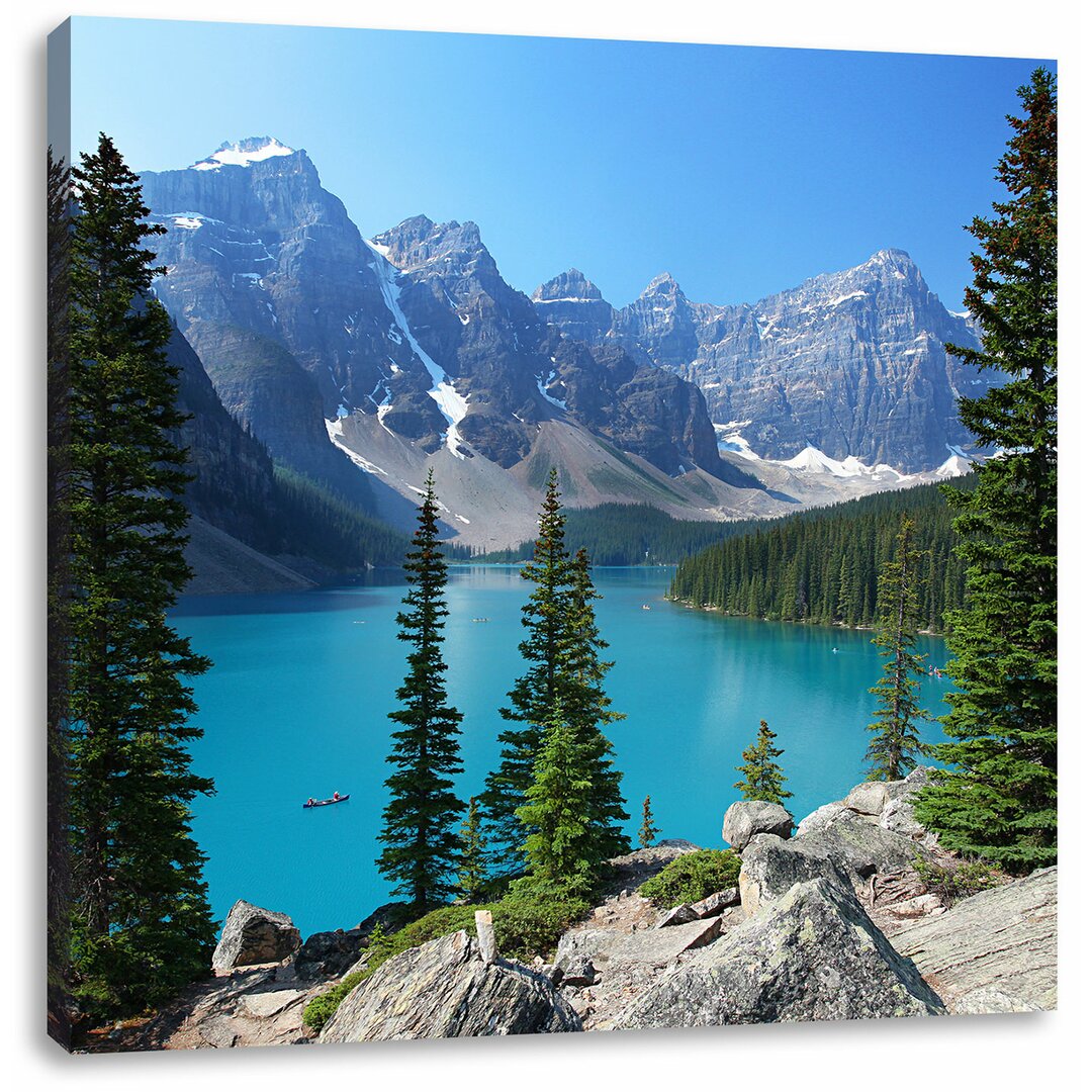 Leinwandbild Moraine Lake kanadische Berge in Blau/Grün