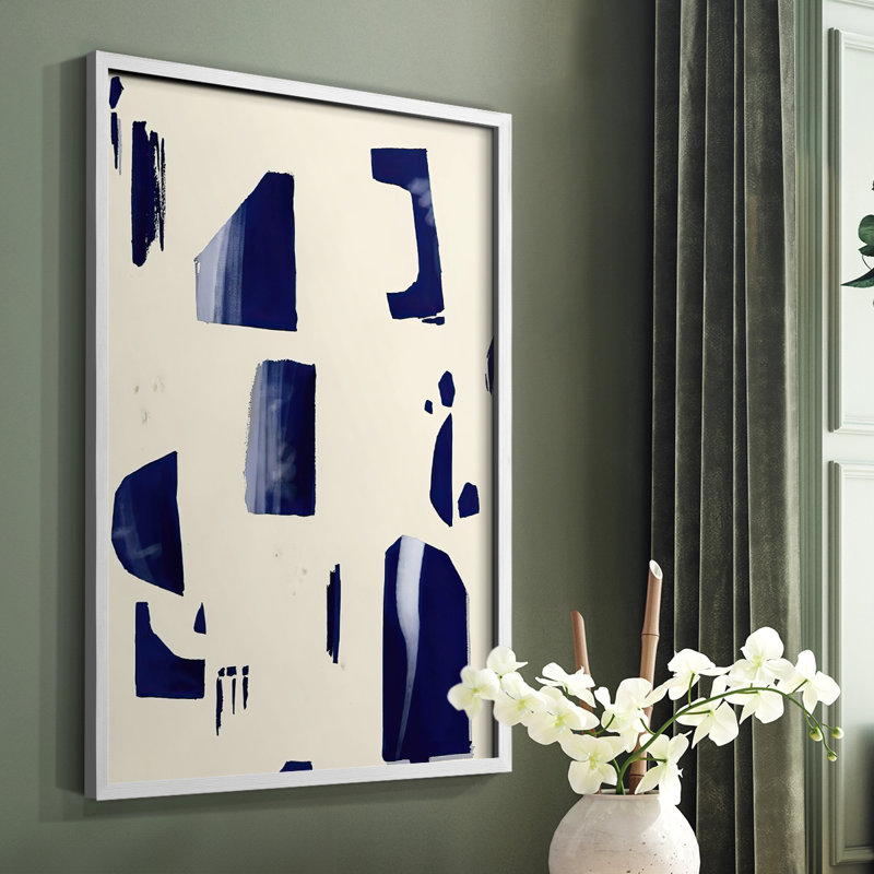 «Fragment Abstraction I», reproduction encadrée - bois massif, Blanc, H 10 po x l 8 po
