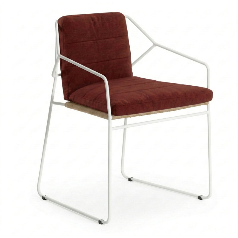 Sandur Outdoor Dining Armchair, Clay Rope/White Frame, Canvas Brick