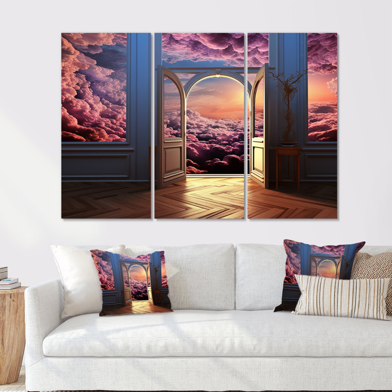 Mayron - Ensemble d'art mural nuages, H 28 po x l 36 po x P 1 po, Toile tendue