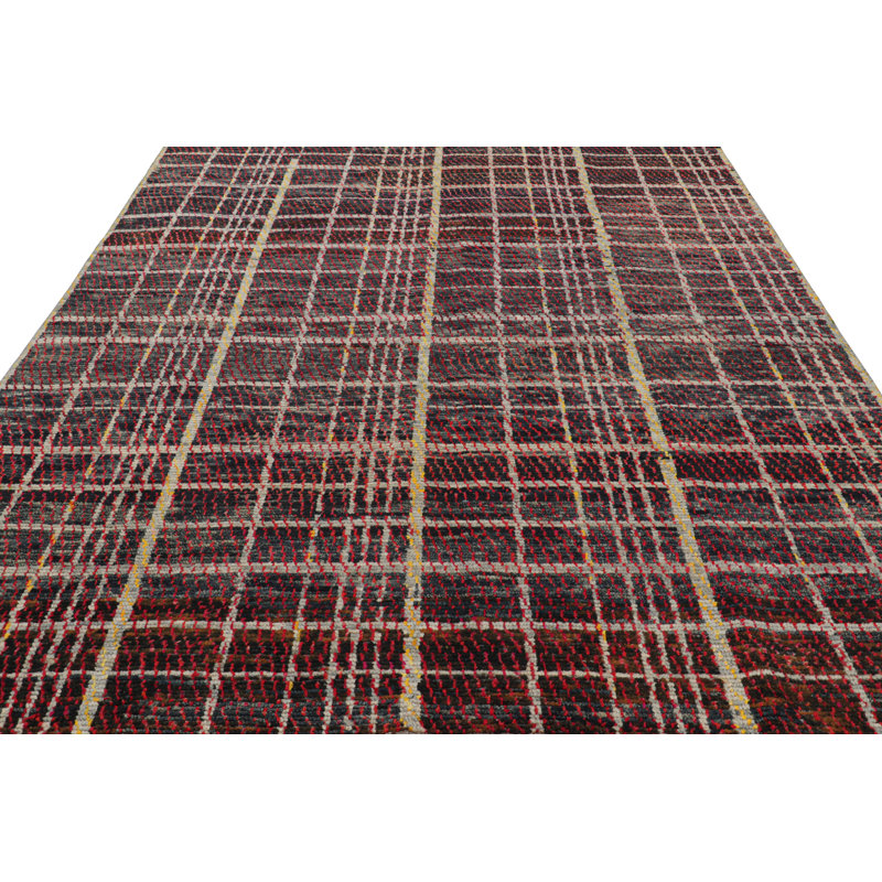 Rug & Kilim’S Contemporary Rug In Red With Stripes And Geometric Patterns