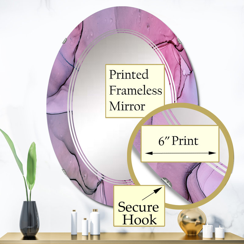 Miroir mural rose et mauve, 36 po x 24 po