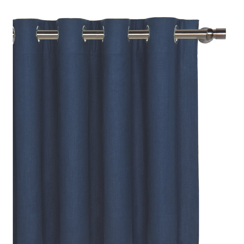 Breeze Pure Linen 100% Linen Room Darkening Curtain Single Panel, Indigo, 48" W x 120" L