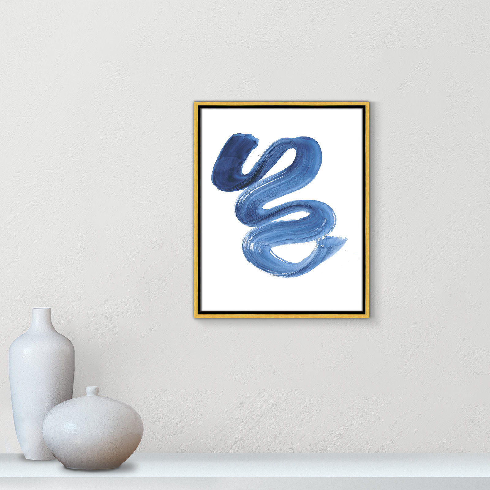 Coppola "Slinky Indigo II" Print by Filippo Ioco, 21.5" H x 17.5" W x 2" D, Gold Framed Canvas