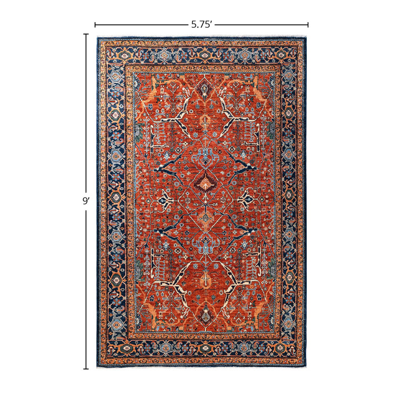 Tapis unique bleu / orange 5 pi 9 po x 9 pi Demontra