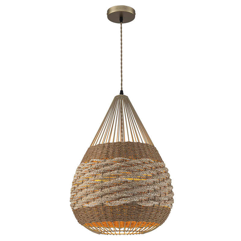 Luminaire suspendu 1 lumière deux tons en rotin naturel