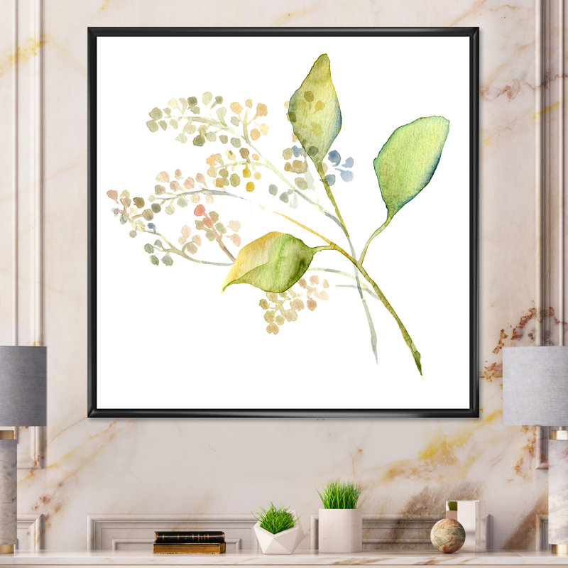Botanical Summer Leaf - reproduction d'art sur toile, H 36 po x l 36 po x P 1,5 po, Toile avec cadre flottant noir