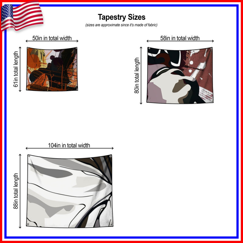 Tapisserie murale Singer - Décoration murale musique, H 104 po x 88 avec 4 œillets