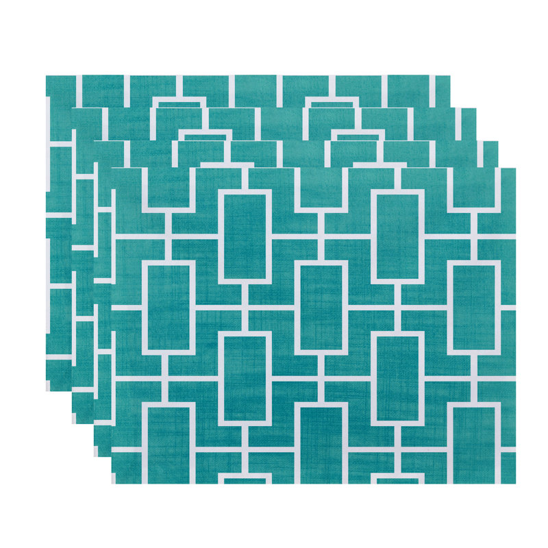 Caleb-Jay Polyester Geometric Rectangle Placemat, Blue