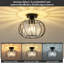 1-Light Black Flush Mount Ceiling Light - E27 Crystal Prism Ambient Light-1845746446