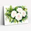 Ensemble de 1 tableau sur toile tendue à l'aquarelle représentant des roses blanches et des feuilles vertes-821835603