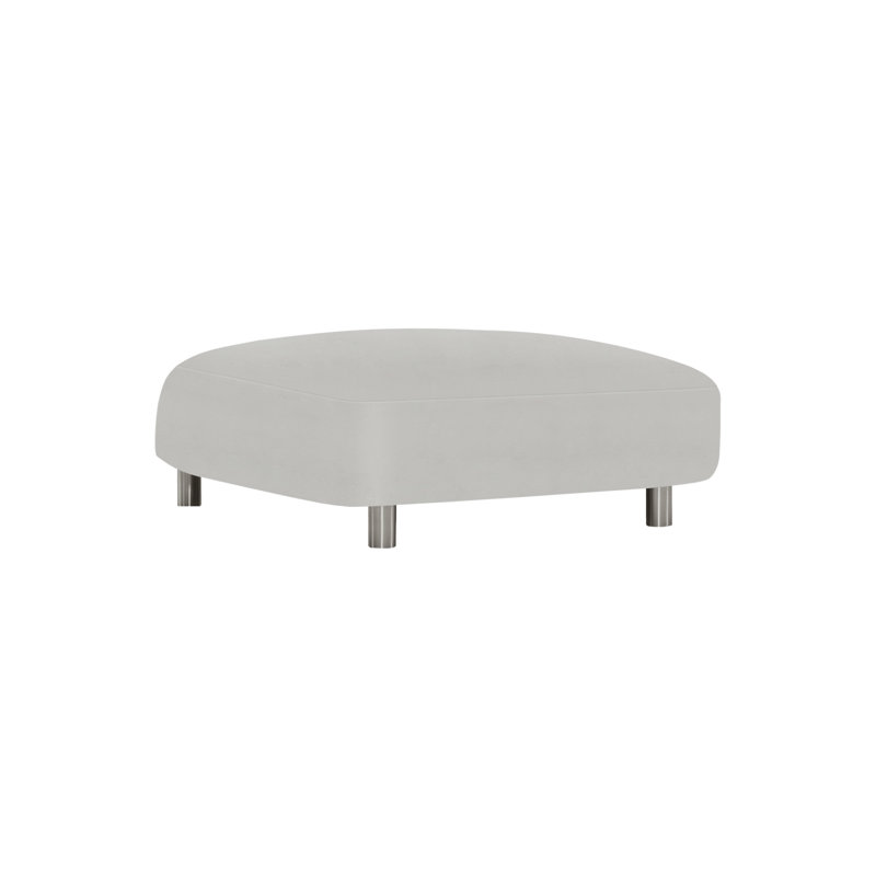 Avanni Outdoor Ottoman with Cushion, Light Grey Vinyl 6503-010, Silver