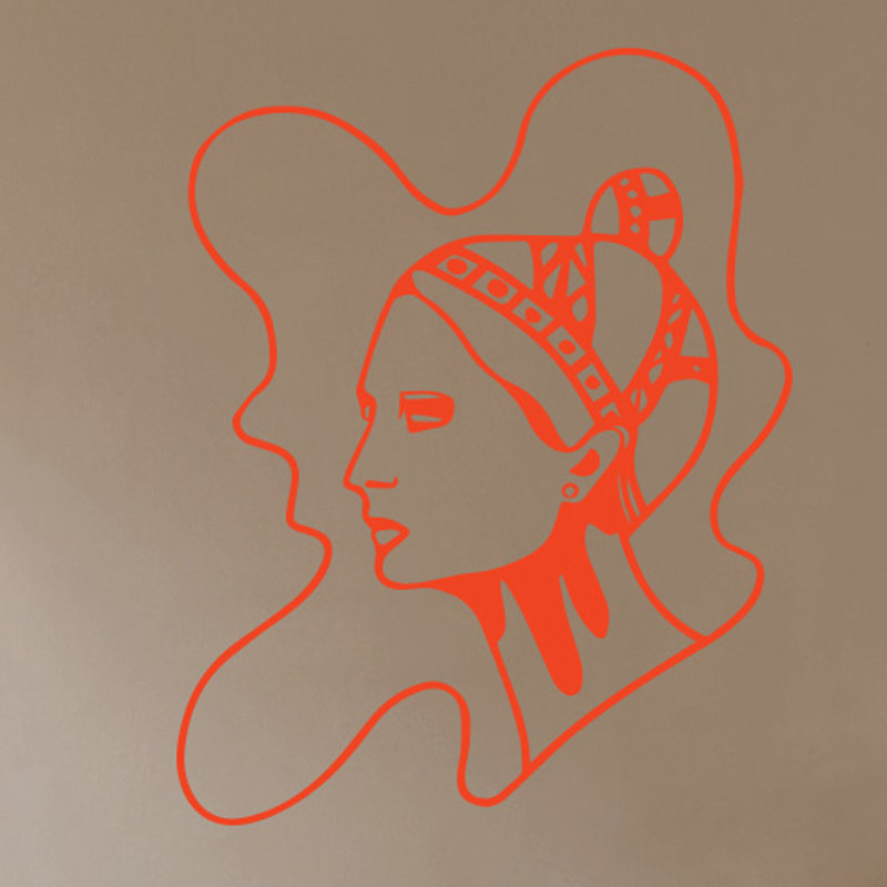 Art Nouveau Women Wall Sticker, Large, Orange