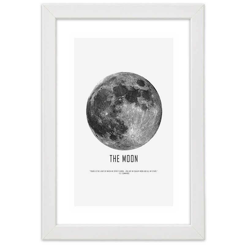 Moon-Cosmos-Night - Single Picture Frame Print, 90cm H x 60cm W, White