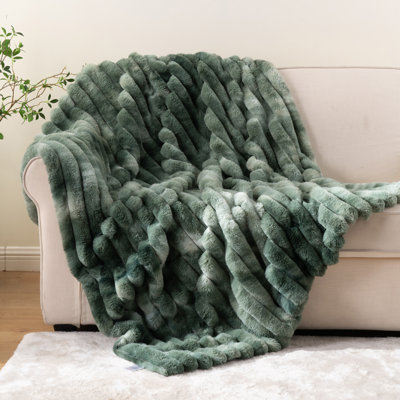 Soft Warm Rabbit Fur Blanket For Couch, Bed
