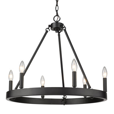 Lustre en roue de chariot à 6 lumières de style bougie Emmalynn