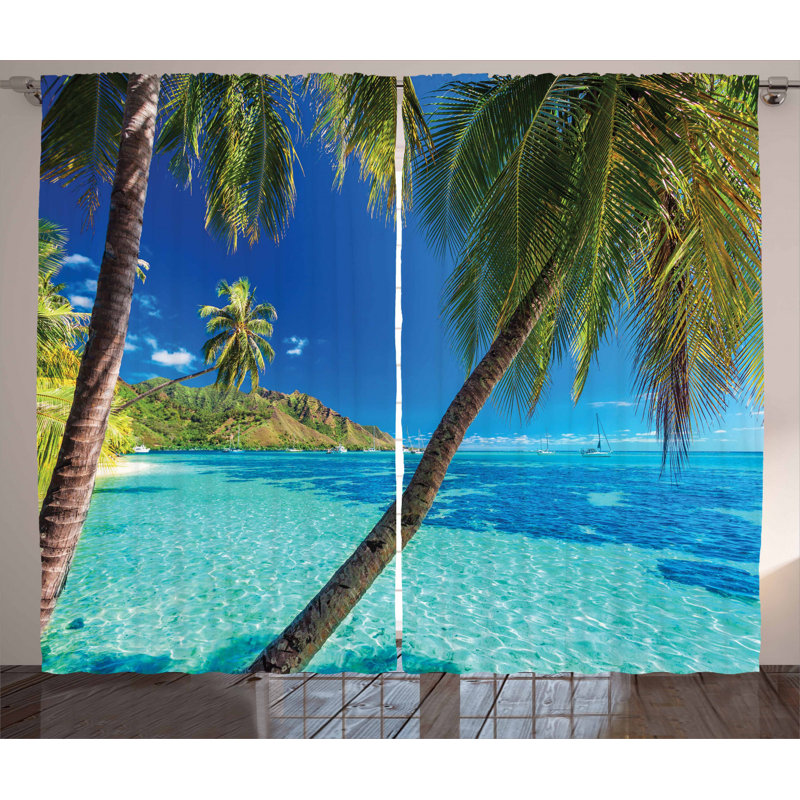 Ocean Semi-Sheer Rod Pocket Curtain Panels, 54" x 96"