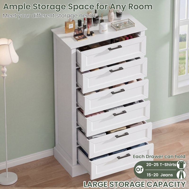 modern white tall dresser with 8 Drawers, Slim Storage Chest for Home Office, Groove Handles Design - Bed Bath & Beyond coming with clear instructions and all the necessary hardware included Akaber 6 Drawer Dresser for