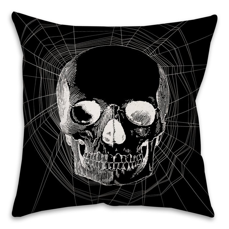Webbed Skull Throw Pillow, Indoor