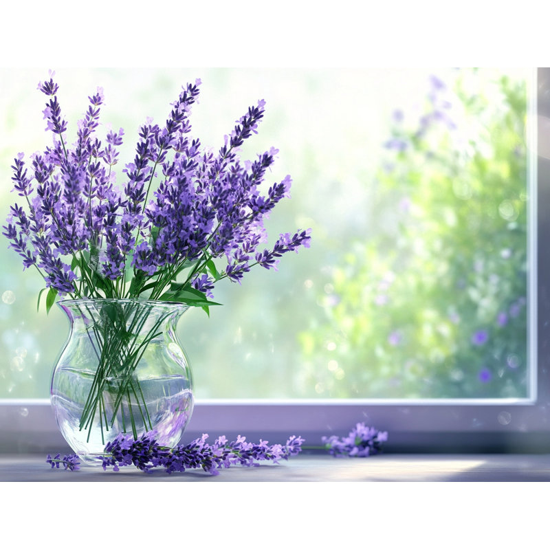 «Lavender Tranquility by the Window», reproduction sur toile tendue, H 16 po x l 24 po