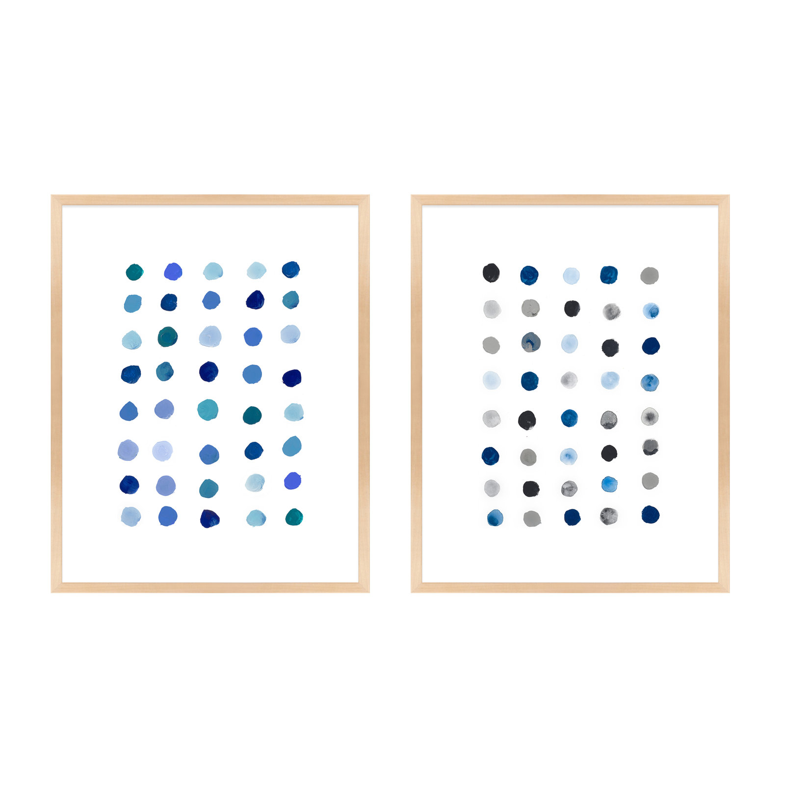 Blue Dot. Set Of 2 by Andrea Stokes, 30" H x 24" W x 1.25" D, Maple Wood