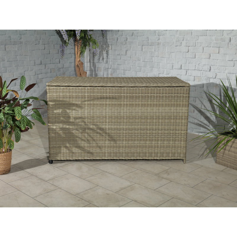 Royalcraft Wentworth 155cm W 1140L Water Resistant Wicker Deck Box, Beige