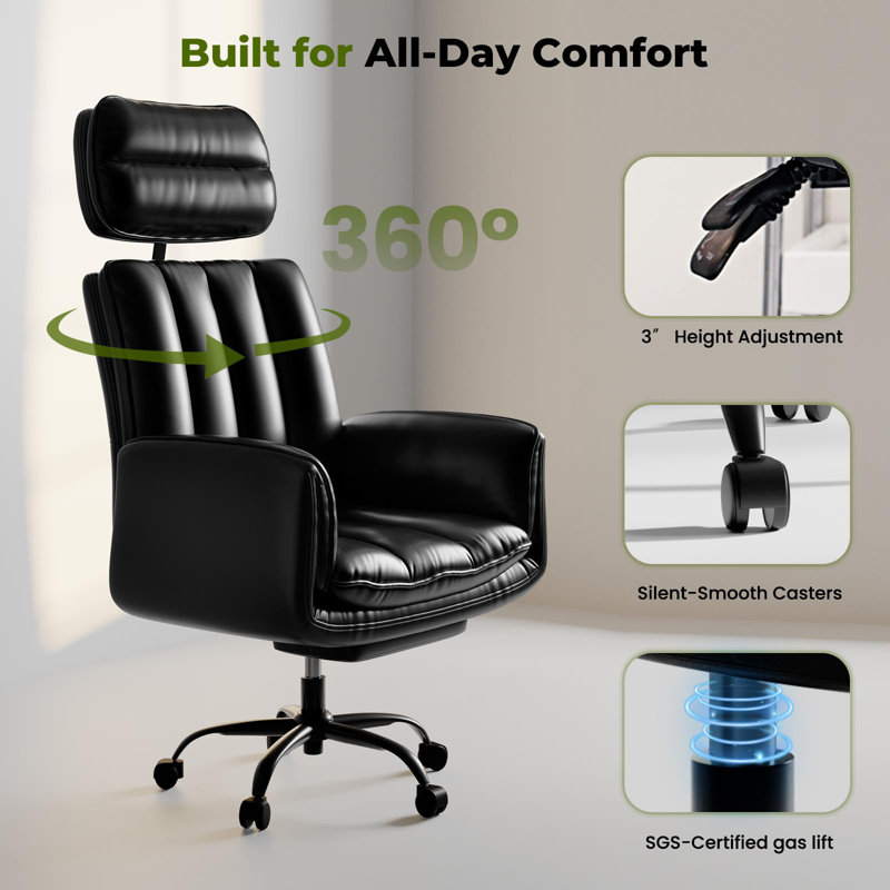 Office Chair, Black-Faux Leather