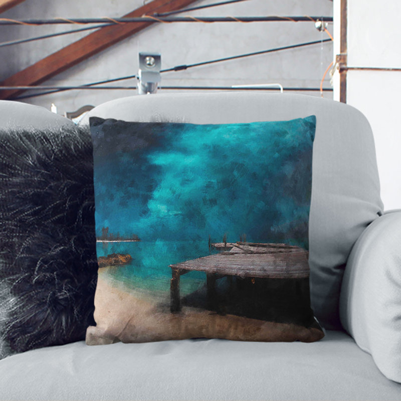 Midnight at the Bahamas Painting Cushion with Filling, 40cm H x 40cm W x 15cm D