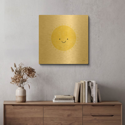«Sunny Smile Days» par Ann Kelle, art mural en métal doré, 24 po x 24 po