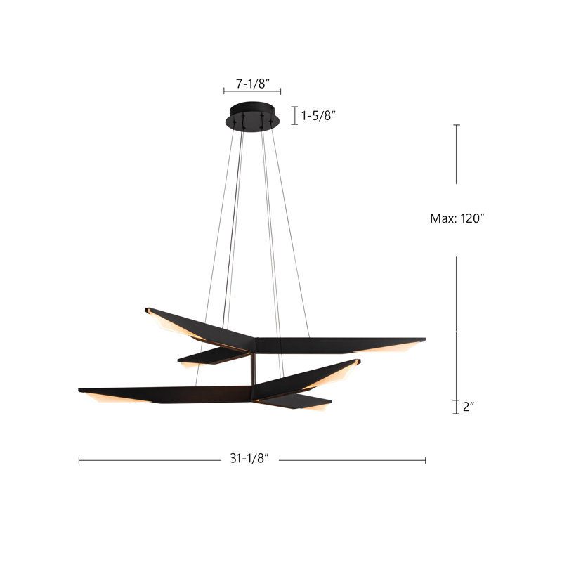 Tachi 2 - Light Steel LED Chandelier, Vintage Brass