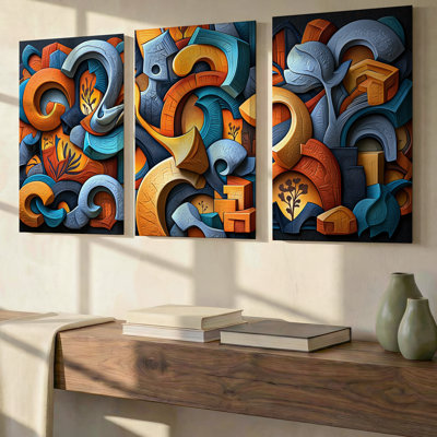 3 Pieces Exculisive Abstract Botanical Large Wall Art with Earth Tones, Modern Canvas Decor for Living Room, Bedroom, Office and Home, Ready to Hang