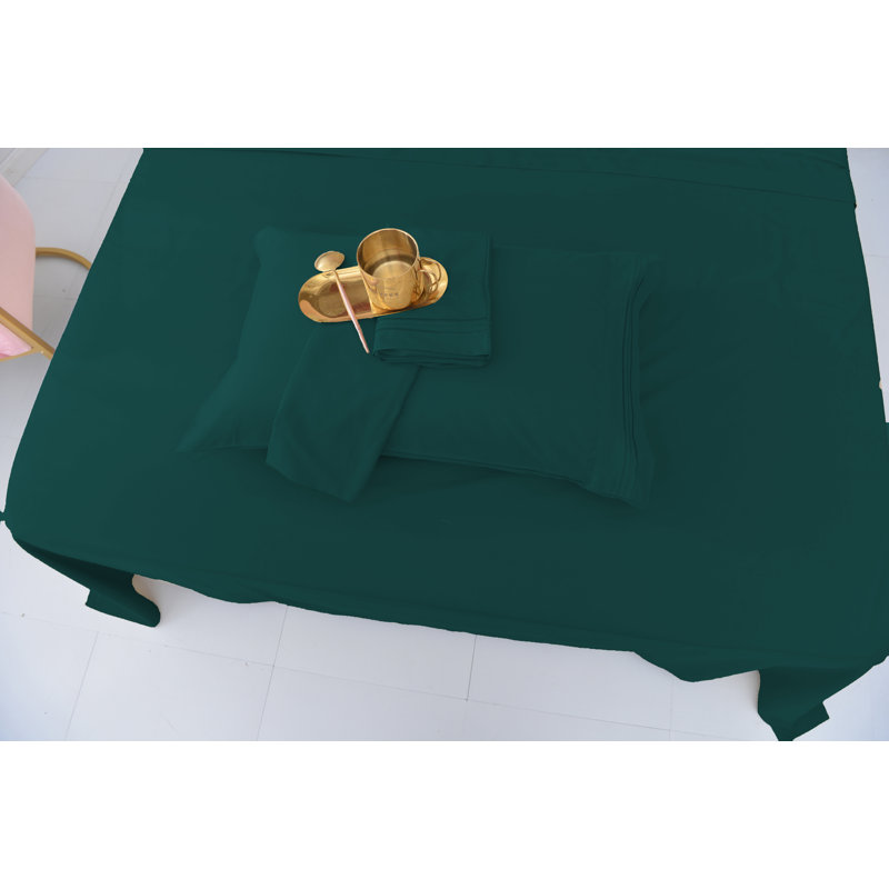 Ensemble de draps en rayonne de bambou, Simple, Vert foncé