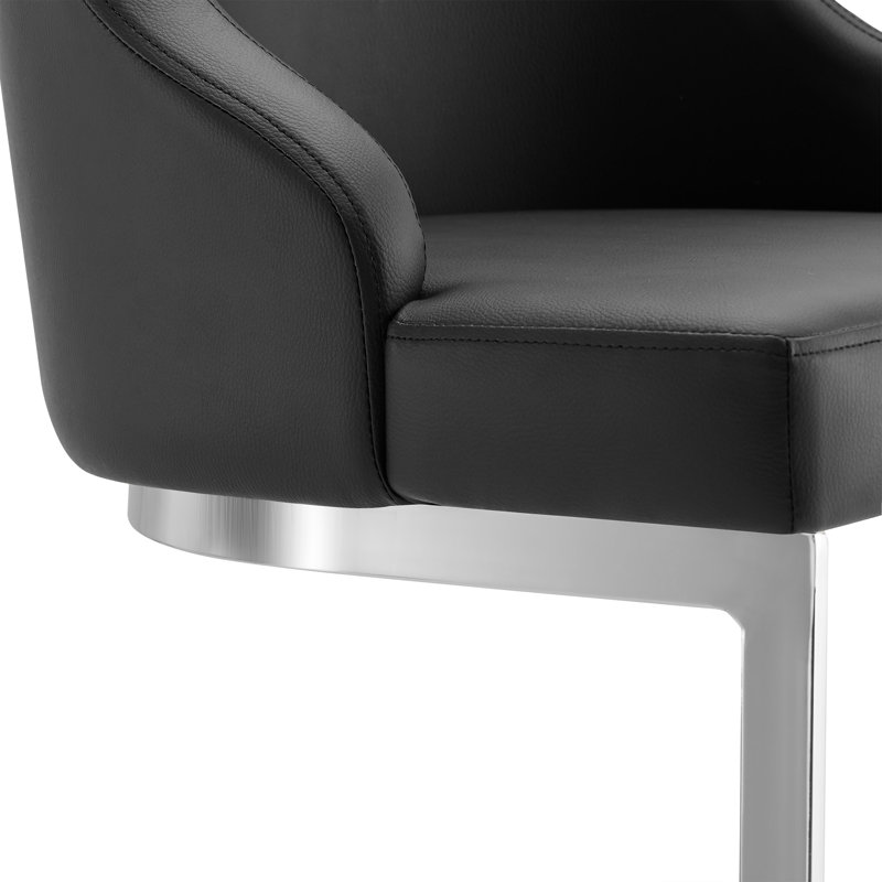 Upholstered Bar Stool Upholstered Counter Stool with Metal Frame, Black