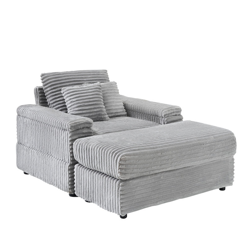 Canapé simple en velours côtelé 42,52 pouces, Gris
