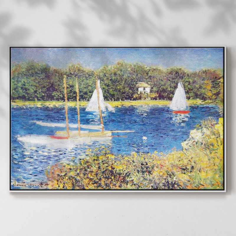 La seine à Argenteuil, 1874 - Reproduction sur toile flottante, H 27 po x l 41 po x P 2 po, Blanc