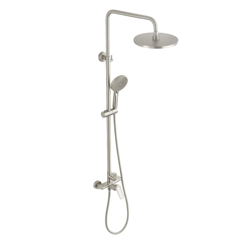 Topcraft Wall-Mounted 10-Inch Rain Shower System With Handheld Faucet，Brushed Nickel, Brushed Nickel