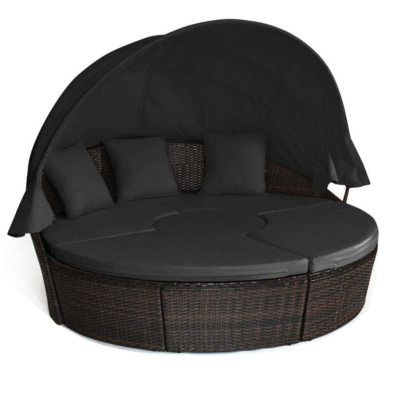 Miayla 190cm Wide Round Patio Daybed with Cushions