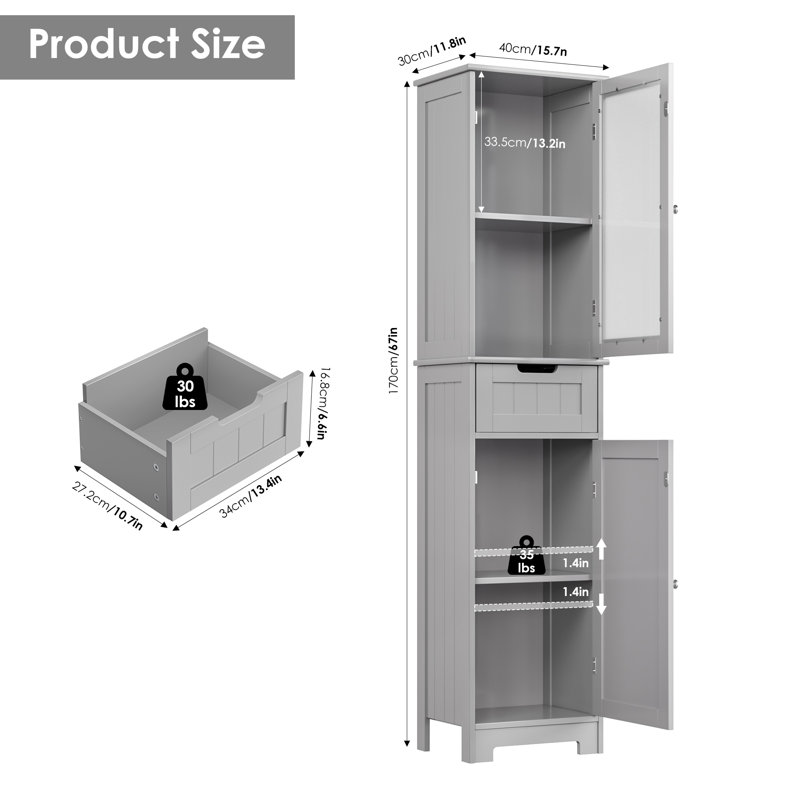 Armoire à linge autoportante 2 pièces, Grey 