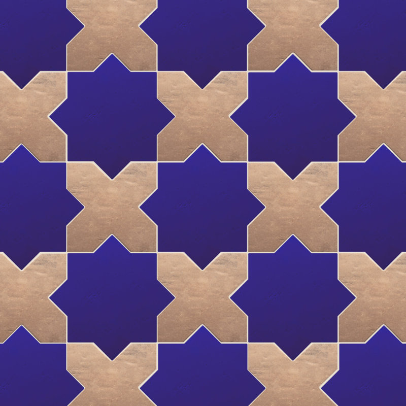 Argile Star with Cross 7 In. X 14 In. Porcelain Floor And Wall Tile Kit, Blue/Brown