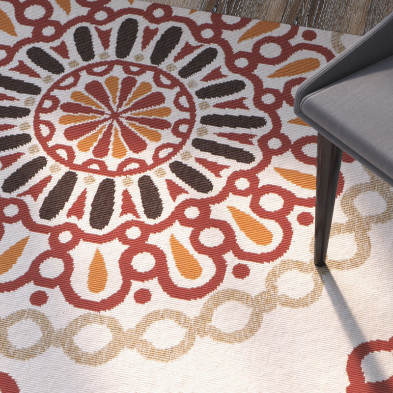 Centeno Performance Floral Indoor/Outdoor Area Rug, Round 8'