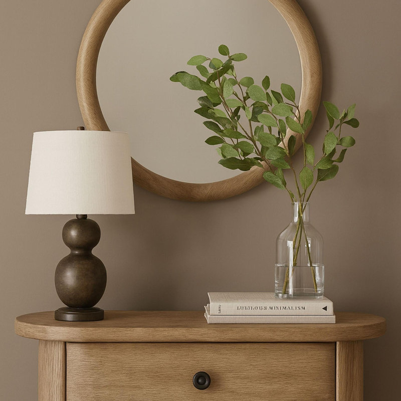 Miroir rond English Oak