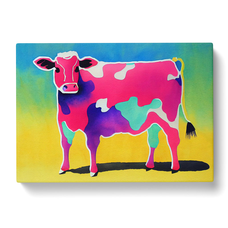 Colourful Cow Vol.1 Abstract - Wrapped Canvas, 40cm H x 60cm W x 3cm D
