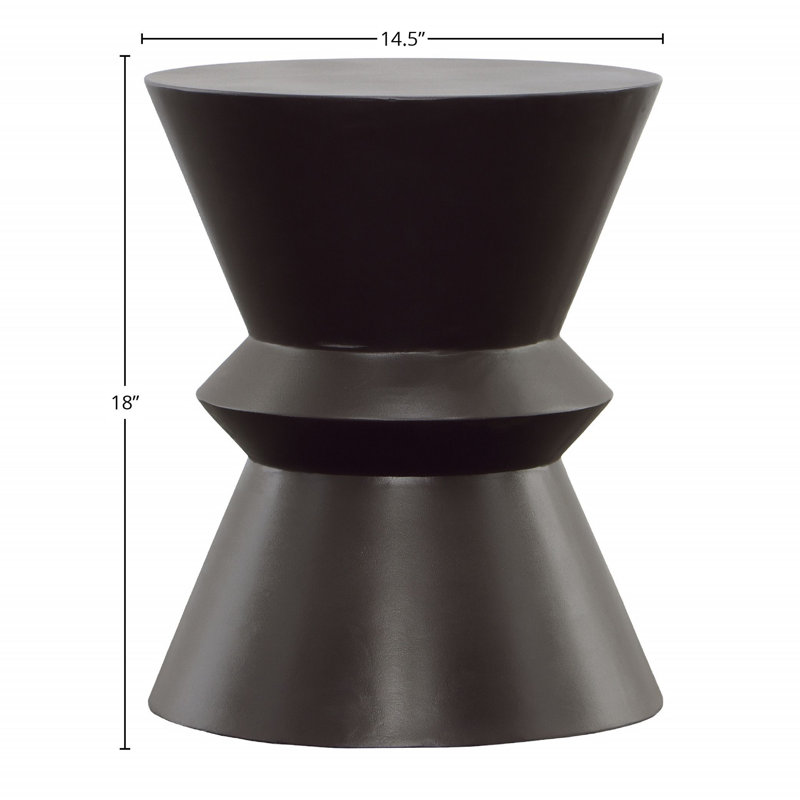 Concorde 14.5'' Black Concrete Round Outdoor Side Table