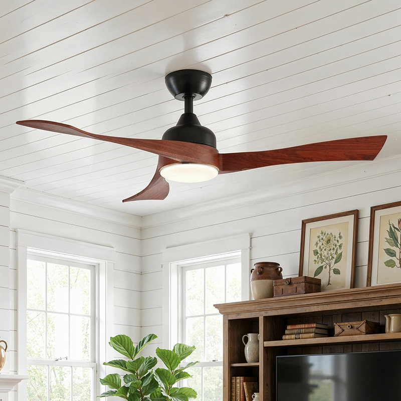 42" Quiet Ceiling Fan With Bluetooth App, Reversible Motor & LED Lighting