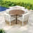 5-piece Patio Dining Table Set Included 1 Extendable Coffee Table, 4 Rattan Arm Chairs With Cushions And Iron Frame
