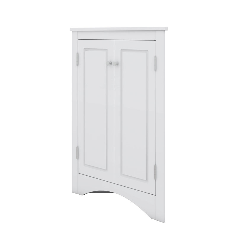 Triangle Corner Cabinet Featuring Adjustable Shelves And Stylish Doors, White