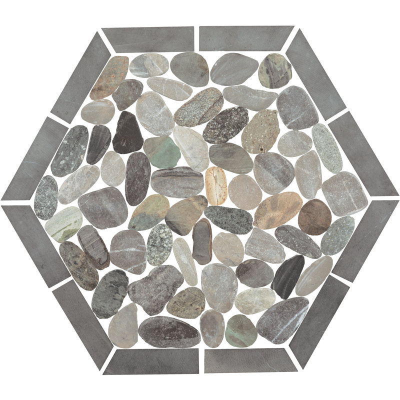 Mosaïque de galets hexagonaux Daltile Pebble Oasis 11 po x 10 po (11 pièces par carton), Côtières